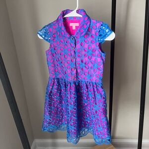 Lilly Pulitzer Pink and Blue Floral Kids girls Dress size 10